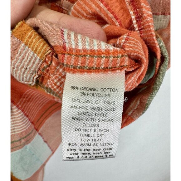 Toad & Co Cuba Libre Shirt Men’s Large Orange Plaid Organic Cotton Button Front - Picture 4 of 8
